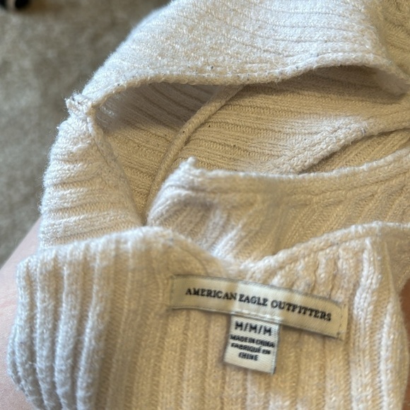 American Eagle Women’s White Knit Cotton Bled Tank Top Sz M - Picture 4 of 5